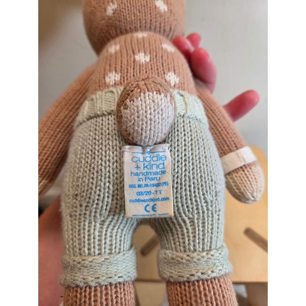Cuddle + Kind ELLIOT Hand Knit Plush Doll Tan Brown 14 Inch Peru - Picture 4 of 6